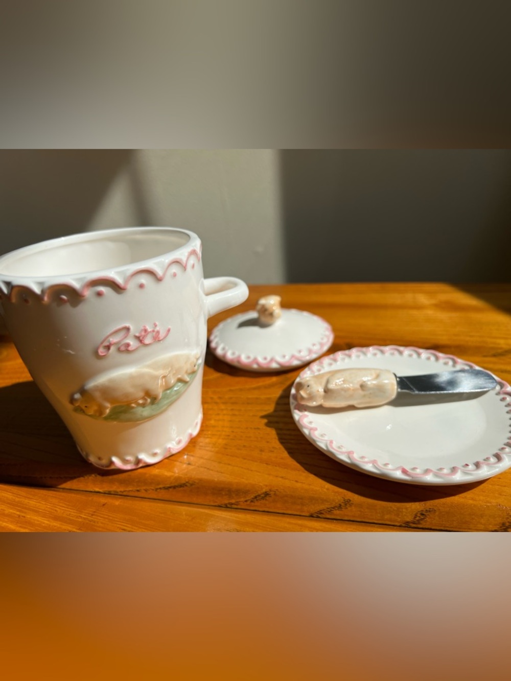Rare Vintage Sigma the Tastesetter Pig Pate Jam/Jelly/Butter Dish with Knife/Lid - Picture 5 of 8